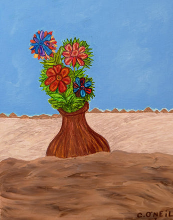 VASE OF FLOWERS IN THE SAND
